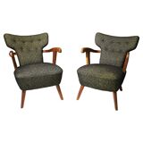 Pair of mid century wingback armchairs, Czechoslovakia, circa 1940´s