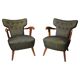 Pair of mid century wingback armchairs, Czechoslovakia, circa 1940´s