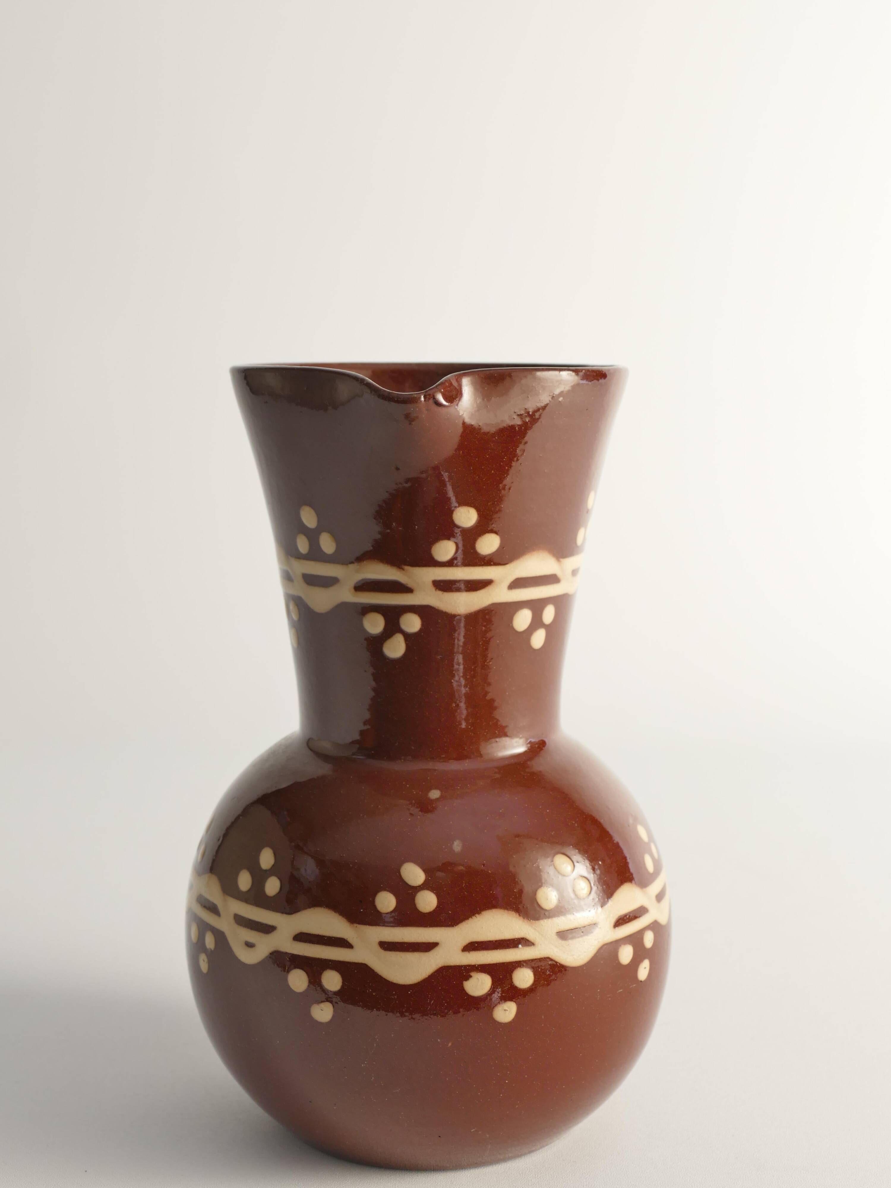 Brown Ceramic Pitcher or Vase by Andersson & Johansson, Höganäs, Sweden, 1920s
