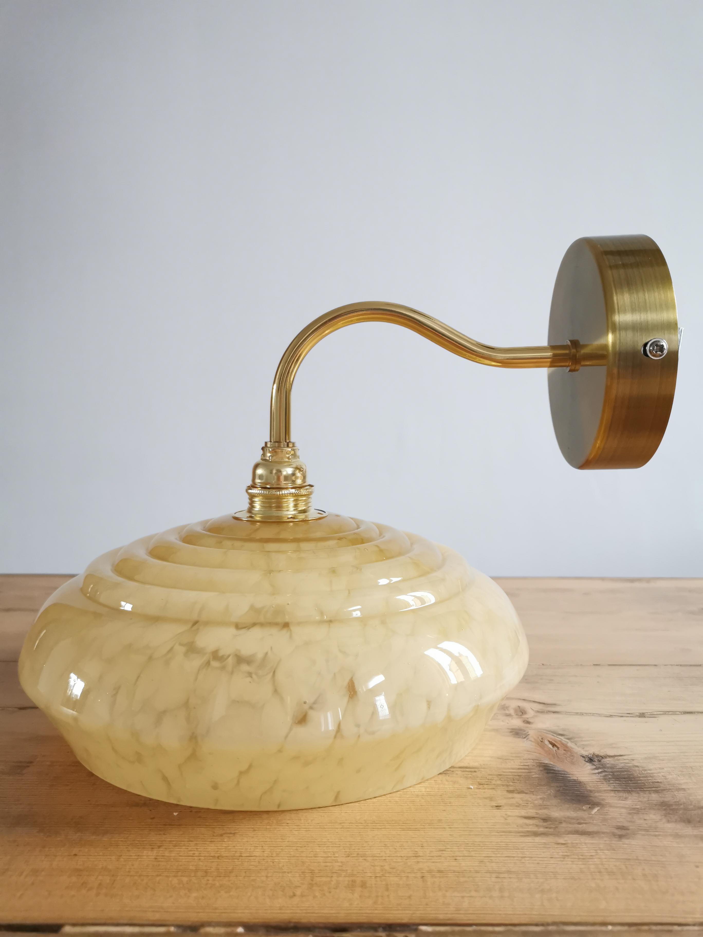 Vintage lampshade wall lamp in yellow Clichy glass