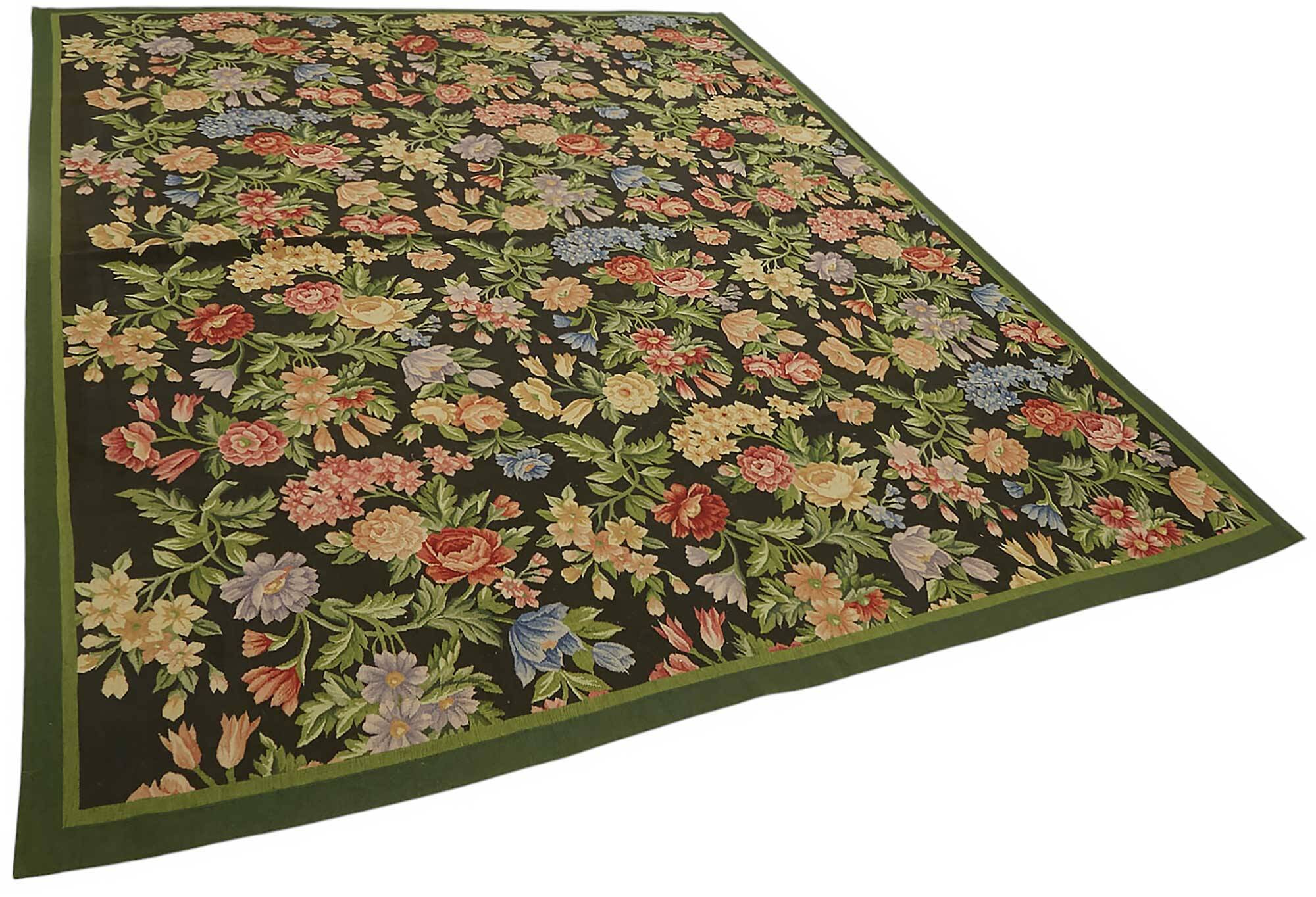 Handmade European Vintage Aubusson Kilim 235 cm x 310 cm