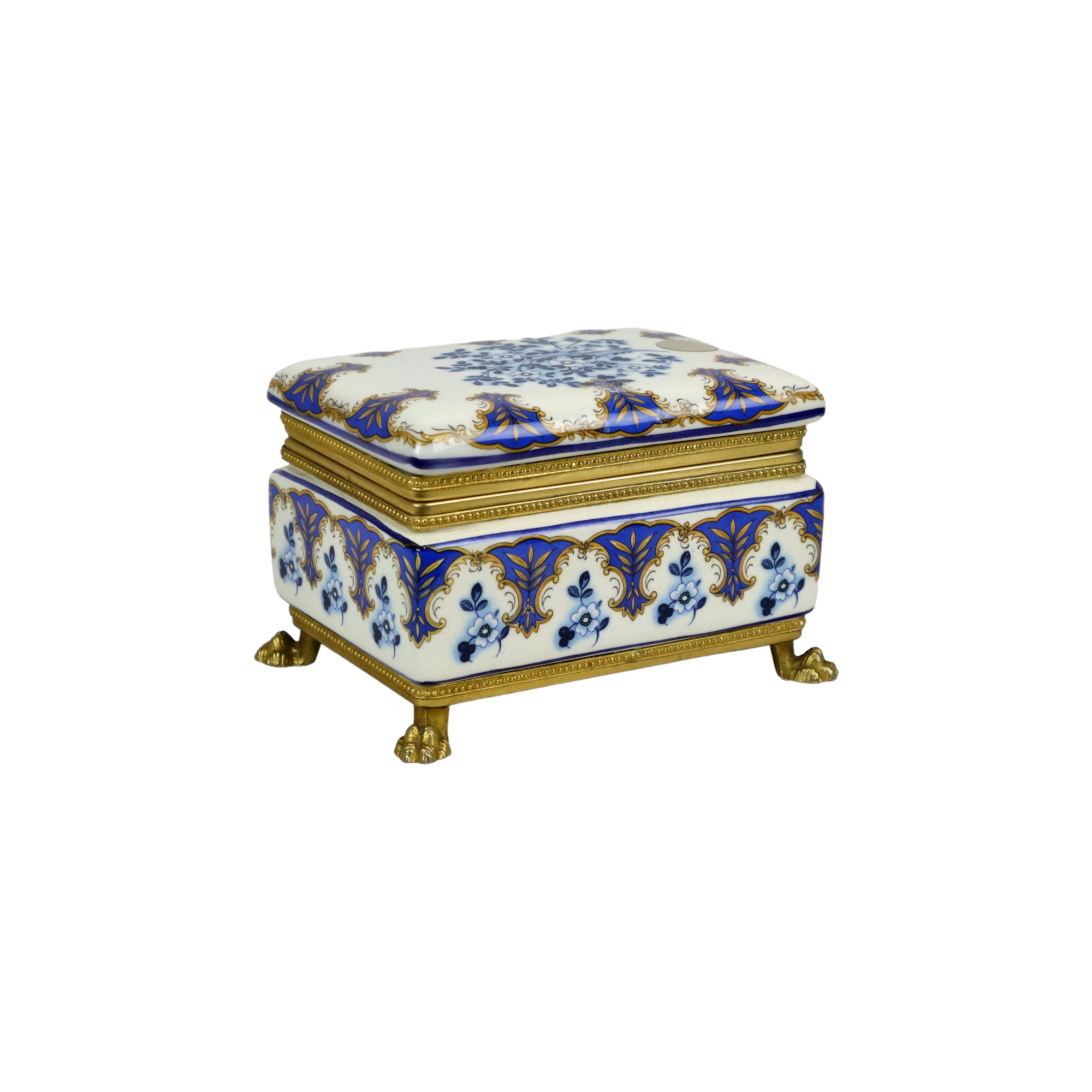 Florentine mtc box jewelery trinket italian hand painted claw feet 15cm