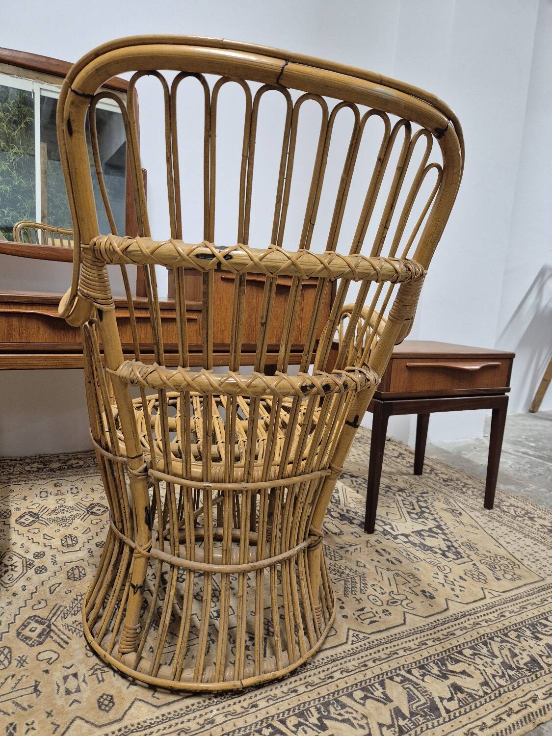 Fauteuil en Rotin Bambou vintage 1950s design -H85cm