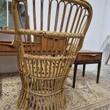 Fauteuil en Rotin Bambou vintage 1950s design -H85cm