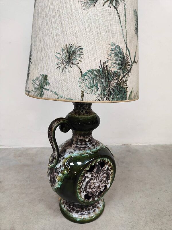 Lampadaire vintage en céramique Fat Lava d'Allemagne de l'Ouest « Nature »