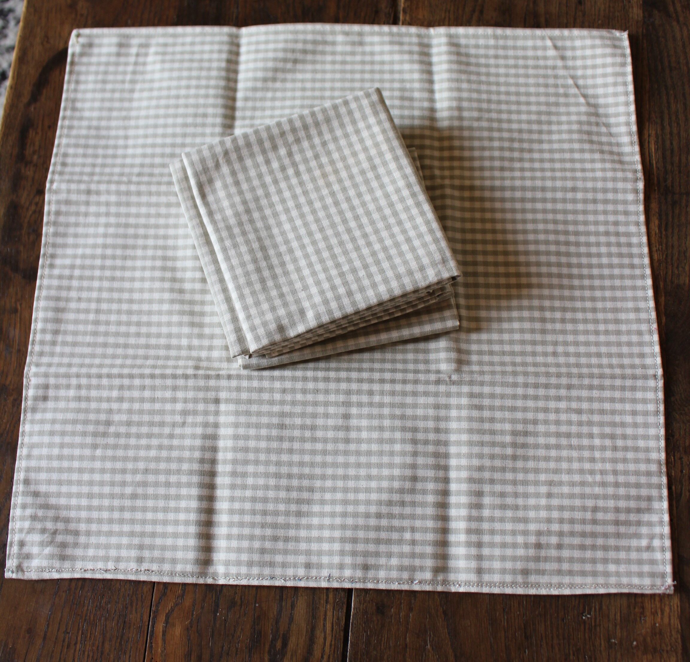 Lot 6 napkins cotton vichy beige linen creation
