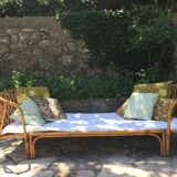 Rattan twin beds