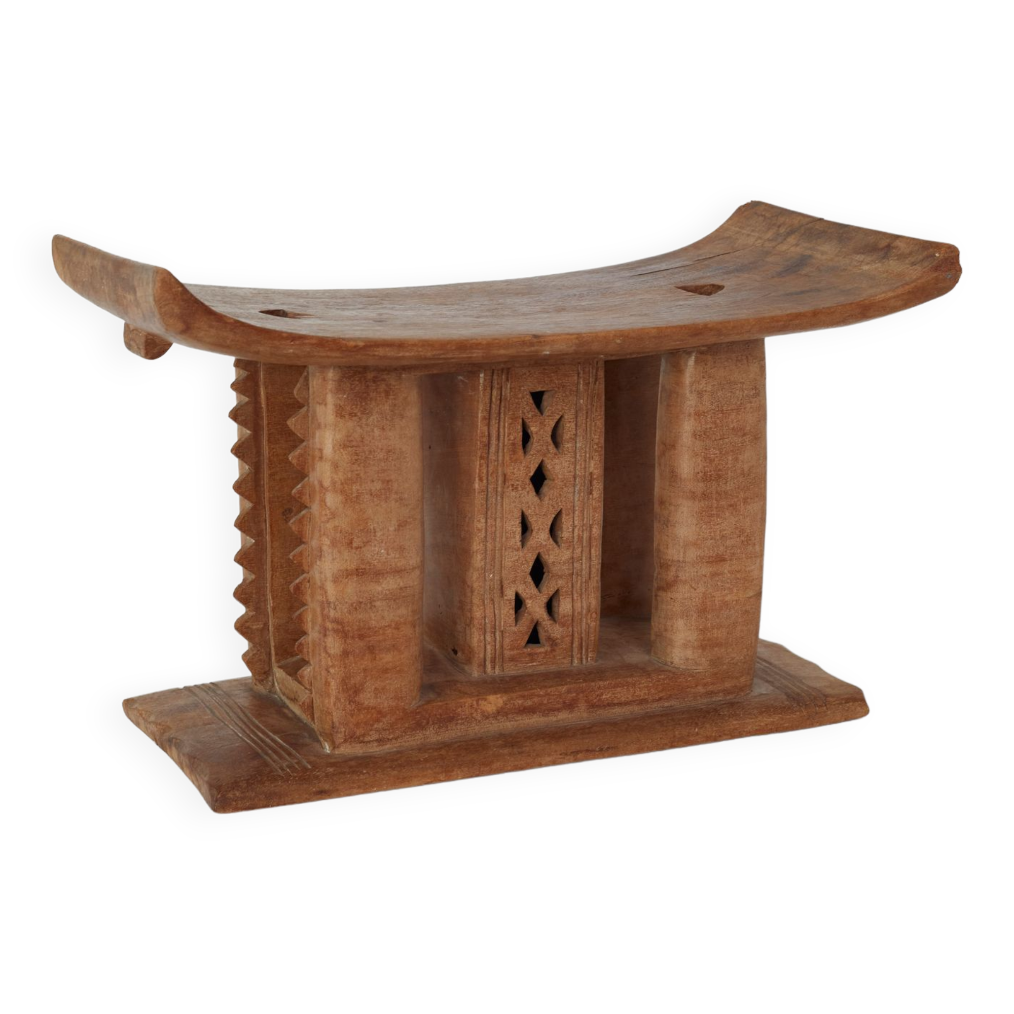 African Ashanti monoxyl stool in solid wood circa 1950