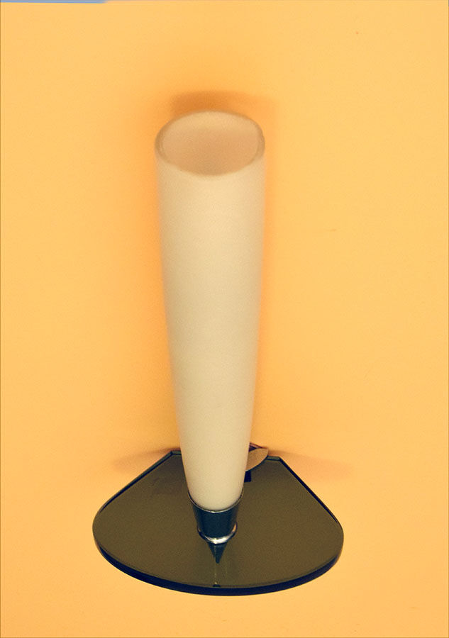 Set of two mid-century appliques in satin glass, crystal and chromed brass