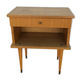 Blond oak bedside table 1970s