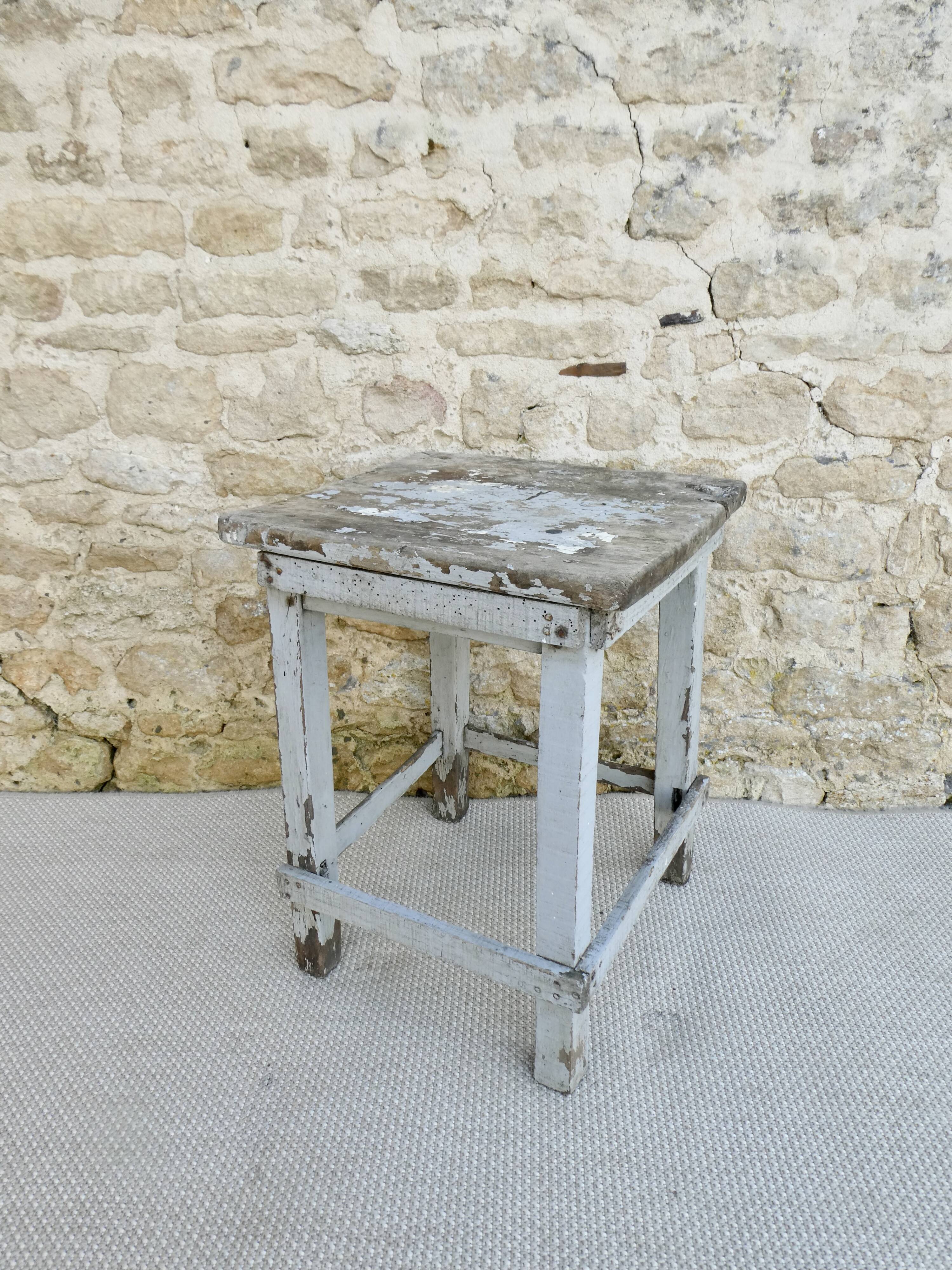 Wooden workshop stool, original color