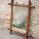 Wooden bamboo imitation mirror, antique mirror, hanging mirror, interior decor