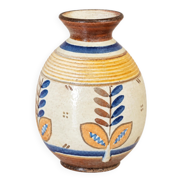 Vase Kupittaan Savi peint à la main, Finlande, céramique scandinave vintage