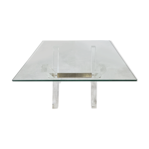 Table basse en laiton et lucite,