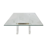 Table basse en laiton et lucite, années 1970