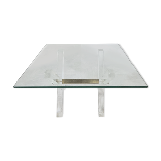 Brass and lucite coffee table, 1970s