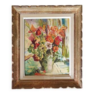 Old painting Summer bouquet signed Le Goff