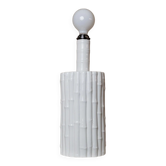 Lampe de table vintage Tommaso Barbi - céramique blanche, effet bambou, Italie années 1970, faite main, style Hollywood Regency, lampe de chevet rétro