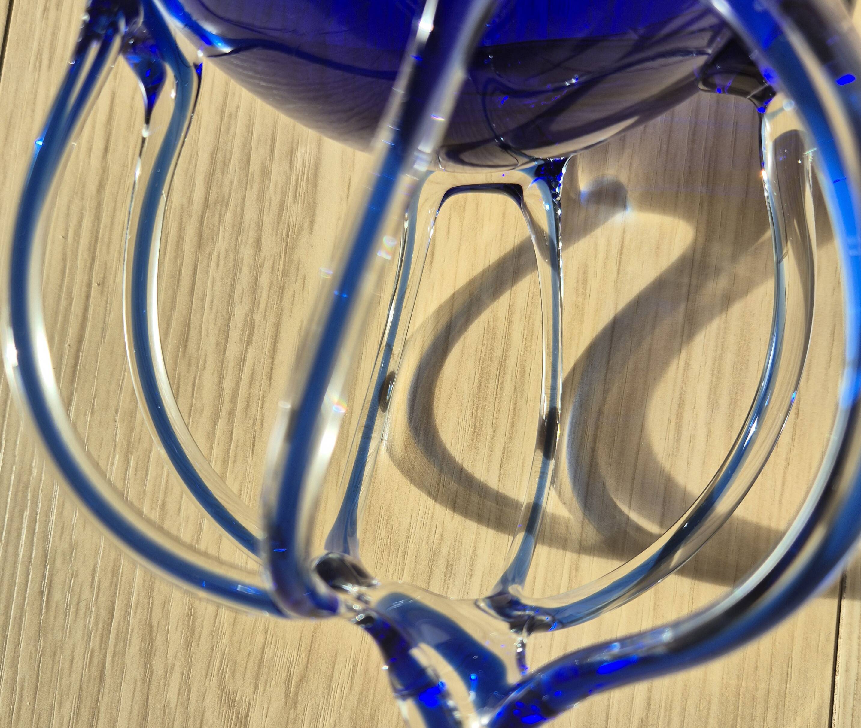 "Medusa" coupe in Jozefina Krosno style in blown glass – Cobalt Blue