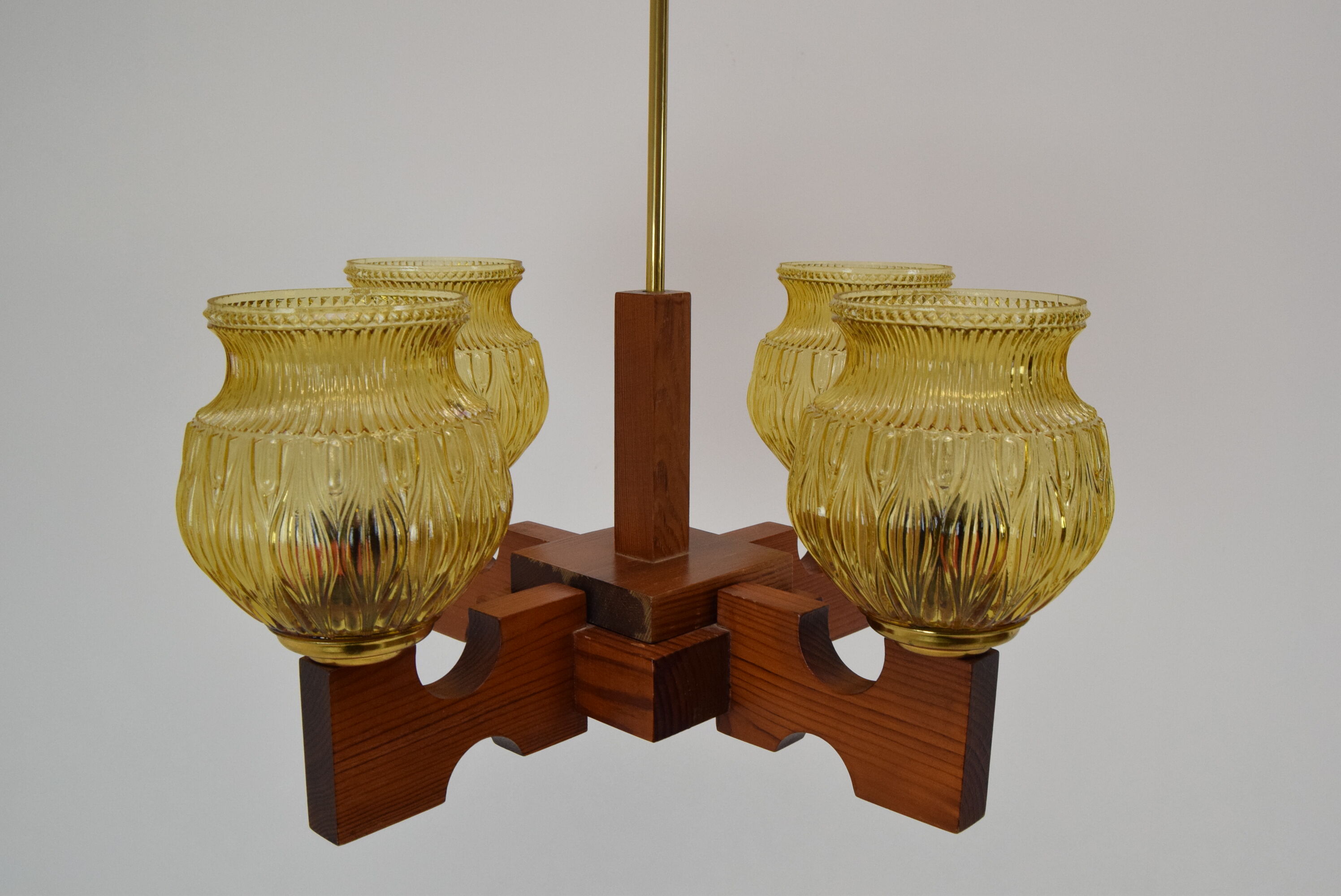 Mid-century Wood Chandelier,1980's.