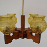 Mid-century Wood Chandelier,1980's.
