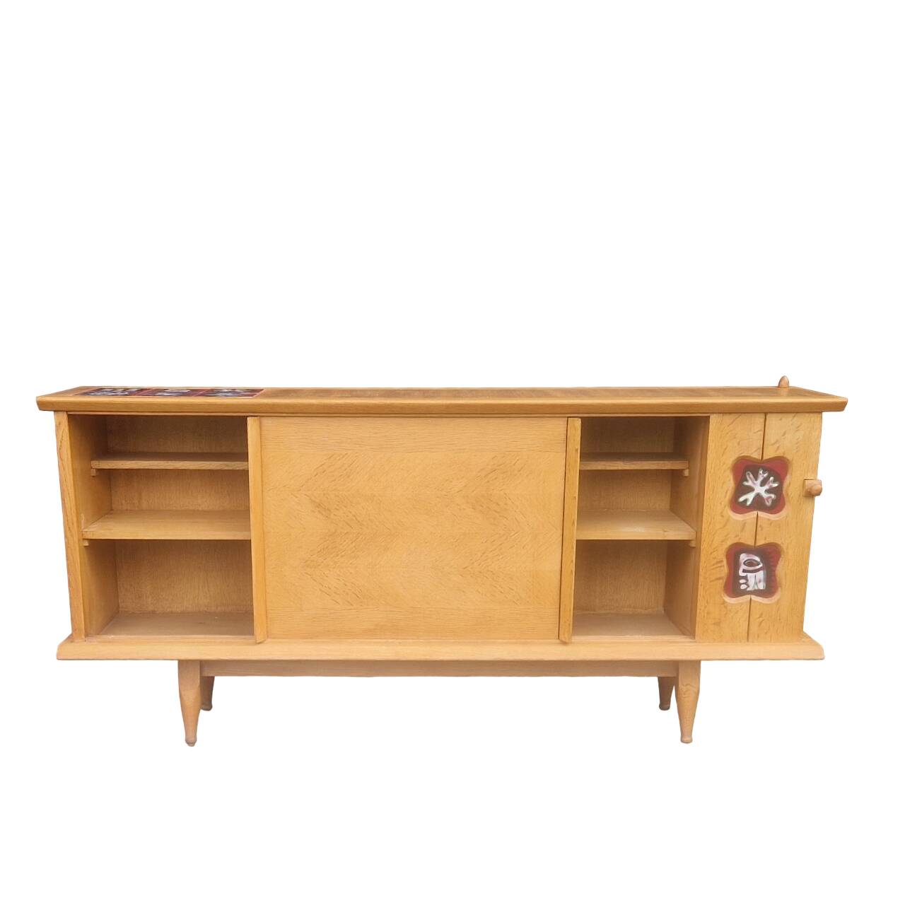 Vintage Sideboard In Light Oak, Guillerme And Chambron