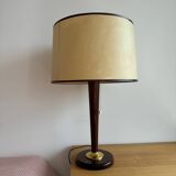 Lampe de table vintage en bois et laiton