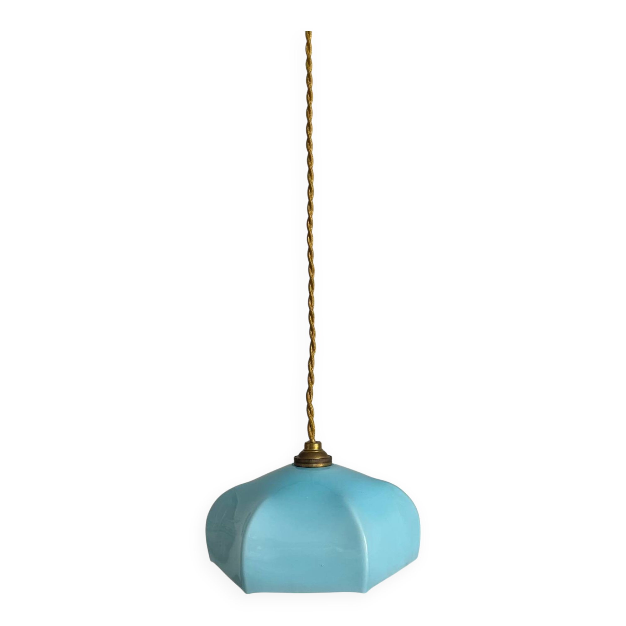 Mini blue opaline suspension art deco