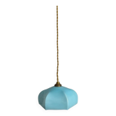 Mini blue opaline suspension art deco
