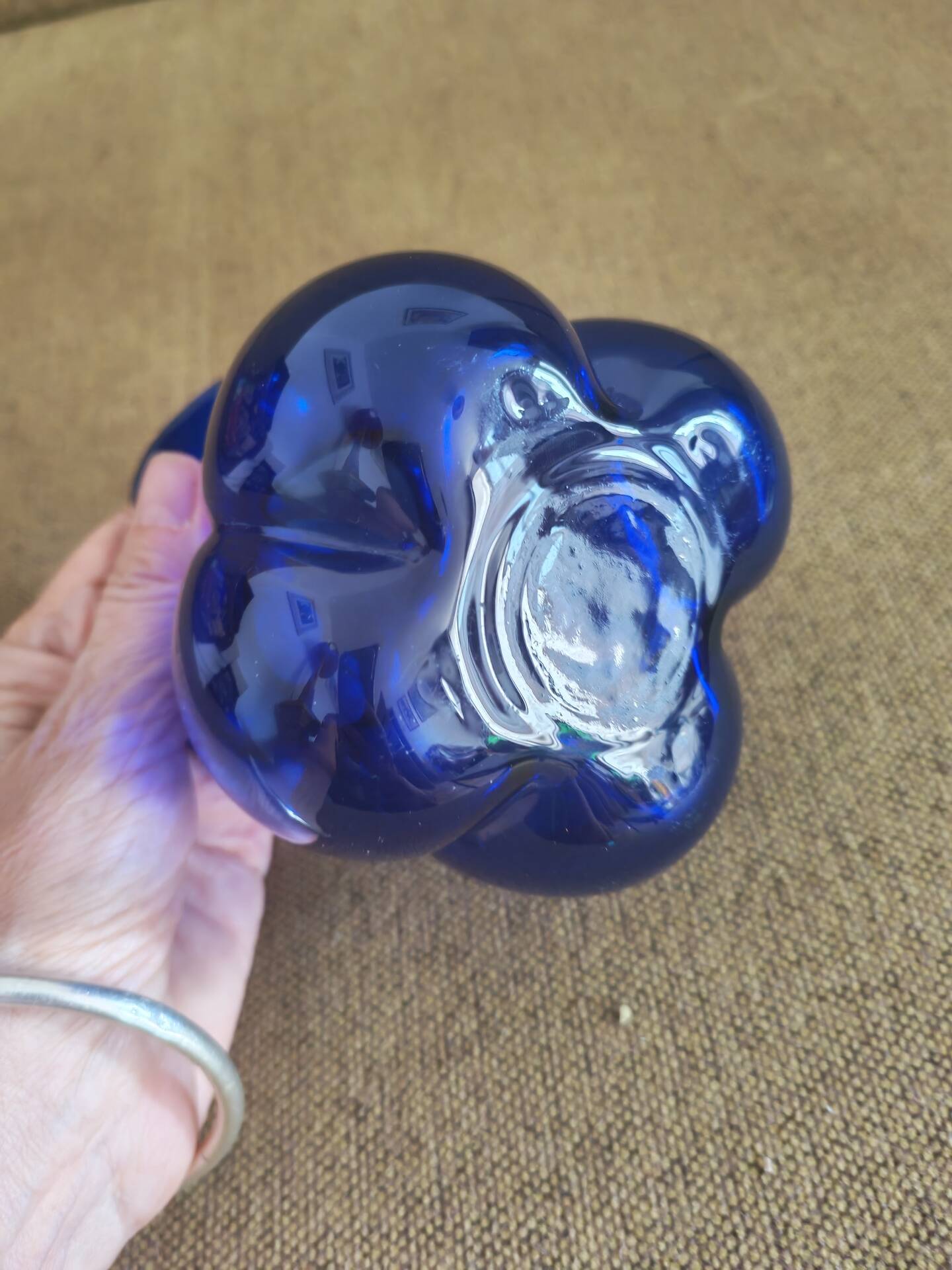 Small cobalt blue Scandinavian round vase