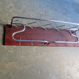 Chrome metal patere in a wooden support panel mantle veneer, 1960s