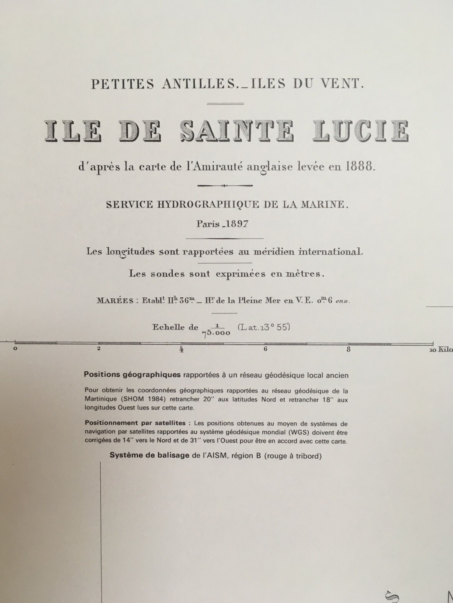 Ancient marine map is St Lucie Antilles