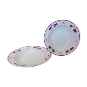 Lot de 2 assiettes creuses vintage Céranord St Amand modèle Adeline en porcelaine