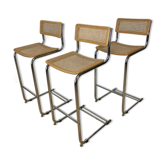 3 bar stools in chrome and canning