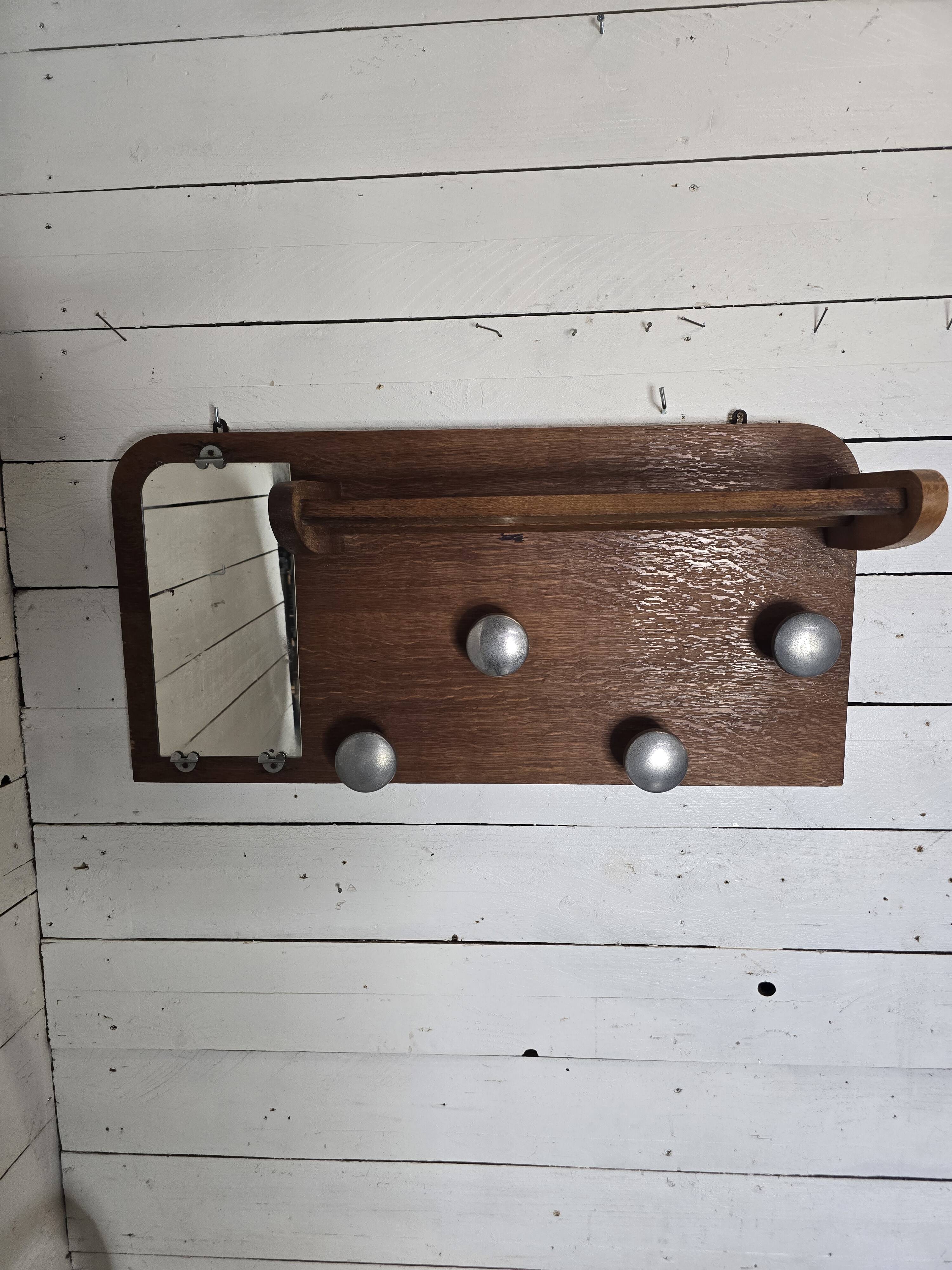 Vintage 60s oak coat rack