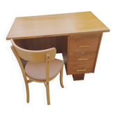 Bureau et sa chaise en chêne blond années 1950/1960