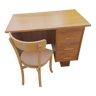 Bureau et sa chaise en chêne blond années 1950/1960