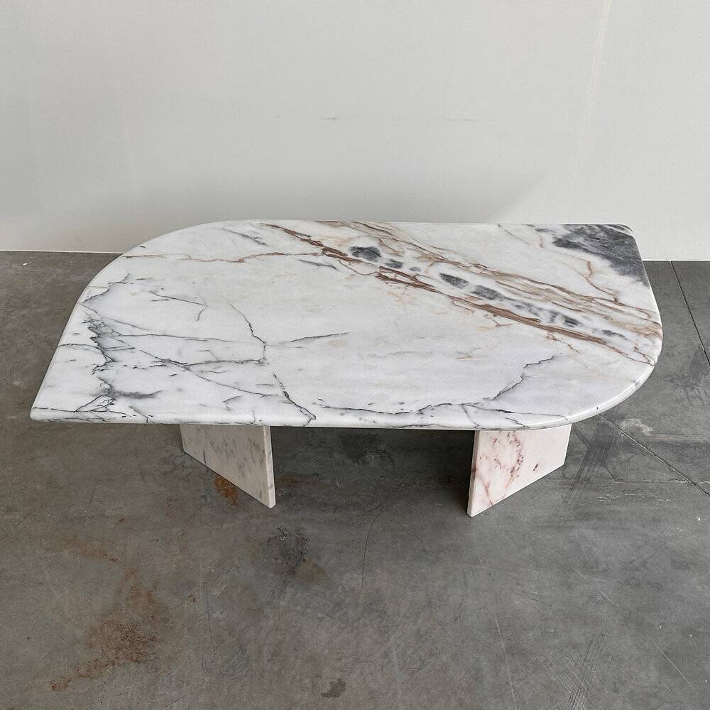 Large Italian postmodern marble coffee table, sculptural vintage stone table, 1980s