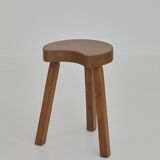 Vintage Solid Beech Brutalist Tripod Stool Circa 1960