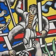 Fernand leger : les constructeurs au palmier, lithographie signée