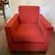 Vintage cubic armchair covered with red fabric