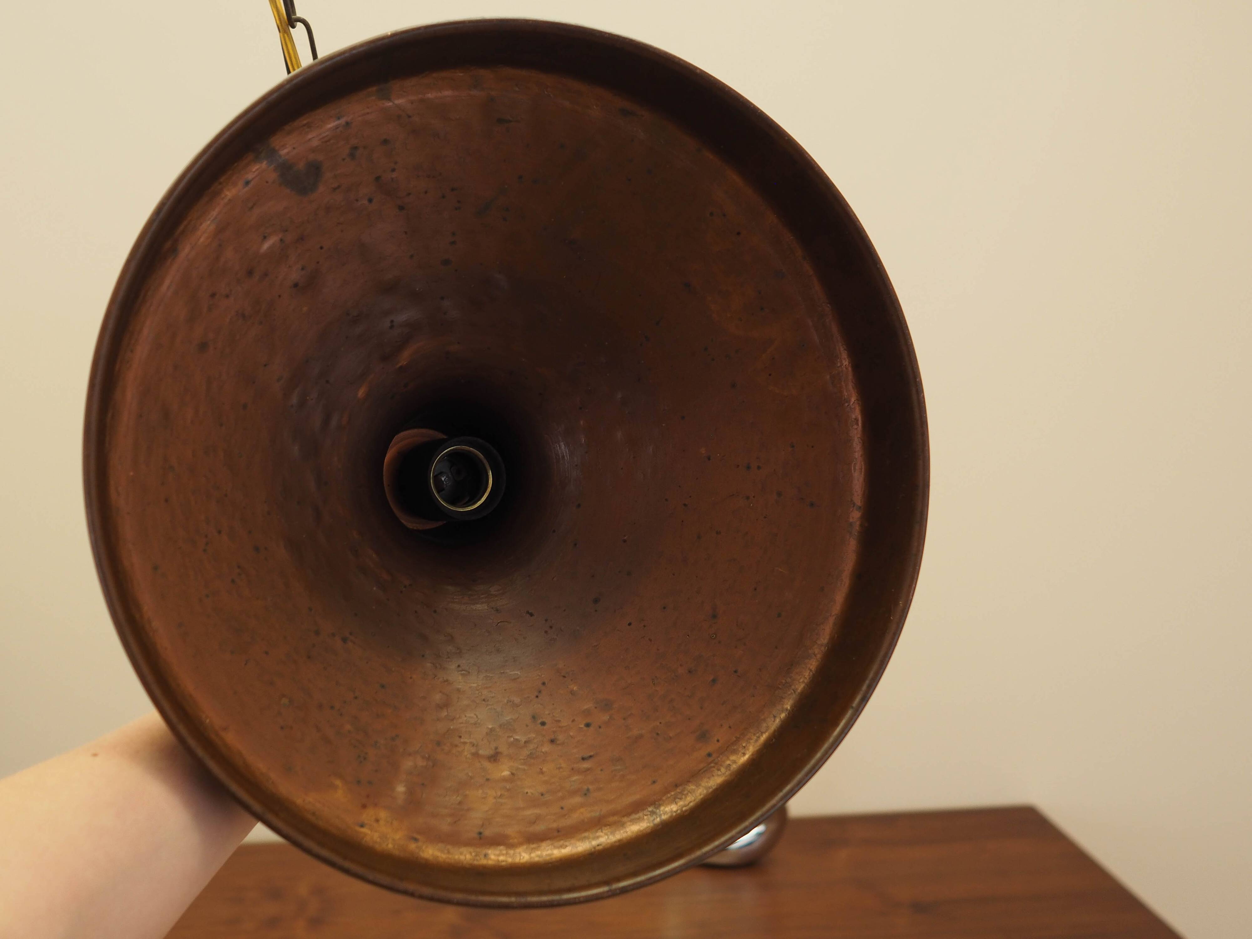 Danish Brass Pendant Lamp 1960s Mid-Century Modern Conical Shade