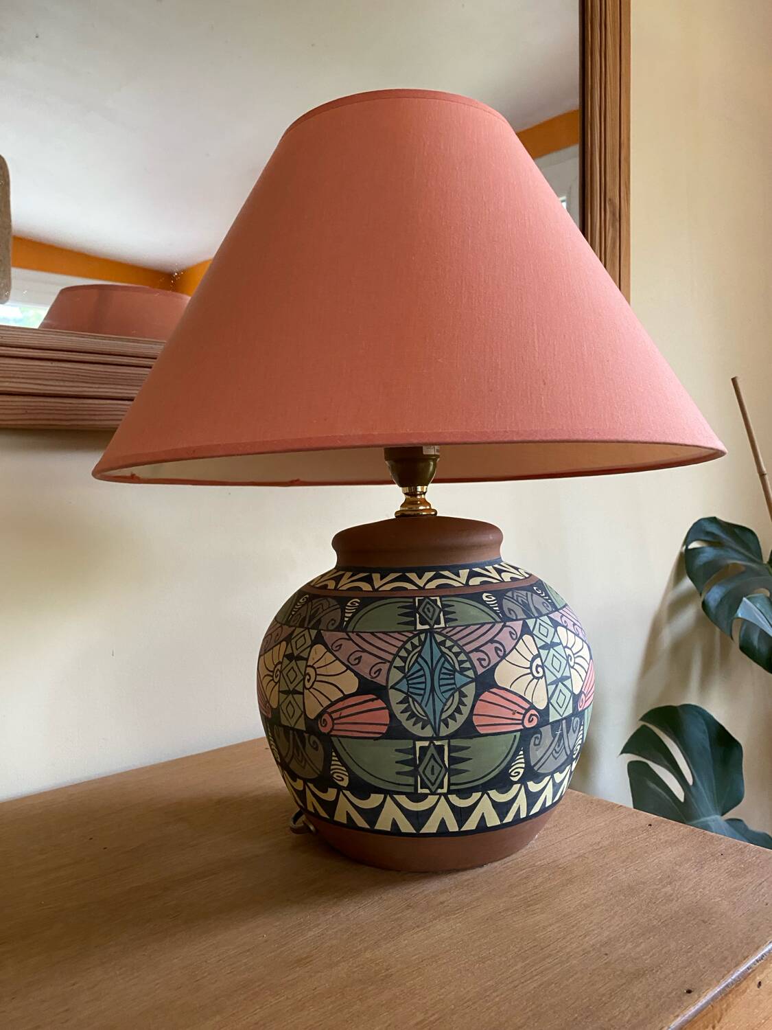 Painted ceramic table lamp