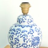 White Chinese porcelain lamp base, blue floral decoration