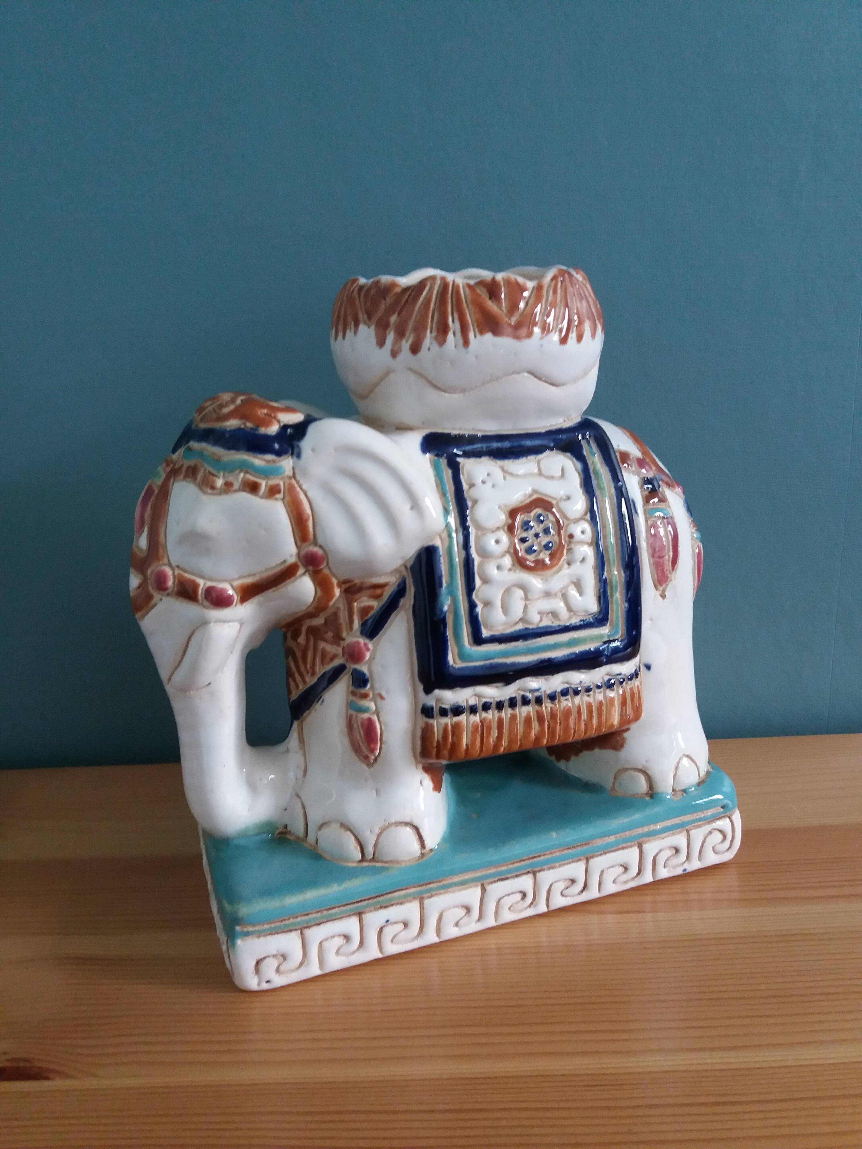 Elephant signed plant holder or candle holder