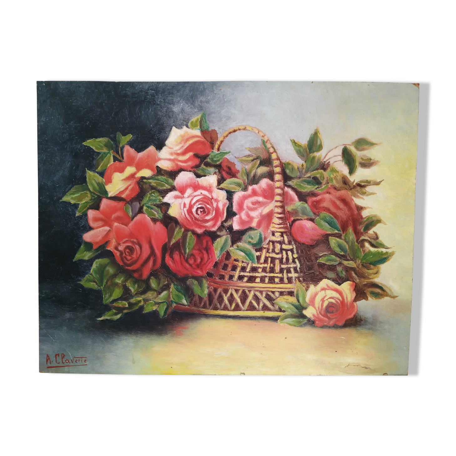 The panière with roses oil on isorel