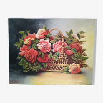 The panière with roses oil on isorel
