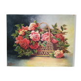 La panière aux roses huile sur isorel