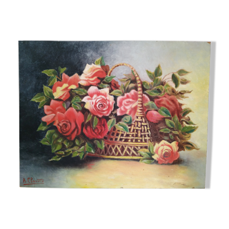 The panière with roses oil on isorel