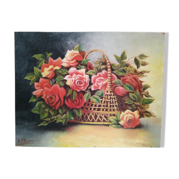 The panière with roses oil on isorel